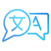speech bubbles with translation symbols representing multilingual communication and language learning tools for effective translation