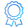 blue ribbon icon representing achievement and quality in awards with 4 stars for excellence
