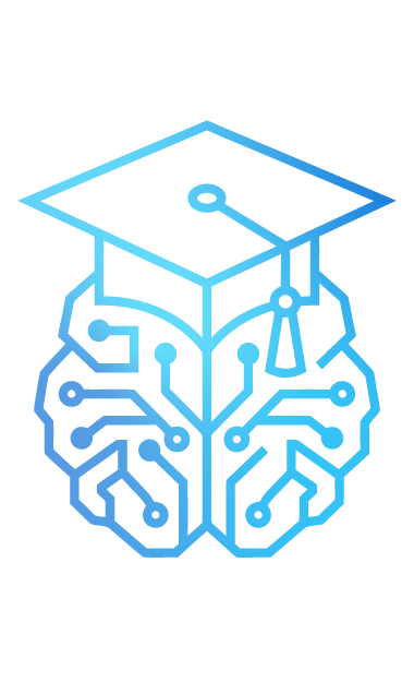 blue graphic of a brain with a graduation cap representing education technology and digital skills development 5 key concepts for learning